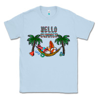 Dusty Blue hello summer Classic Tee - CowhideDigitalArt