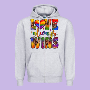 Love Always Wins Zipper Hoodie Designed By Jahusdesignshop