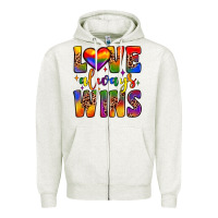 Oatmeal Heather love always wins Zipper Hoodie - JahusDesignShop