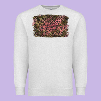Camouflage Pink Leopard Background Premium Sweatshirt Designed By Jasminsmagicworld