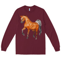 Burgundy horse Long Sleeve Tee - FaDigitalArtStudio