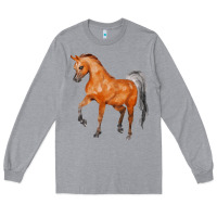 Heather Grey horse Long Sleeve Tee - FaDigitalArtStudio