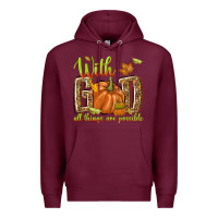 Burgundy with god all things are possible Premium Hoodie - NancyCooperArtShop
