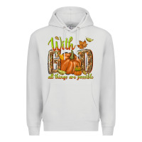 Dove Grey with god all things are possible Premium Hoodie - NancyCooperArtShop