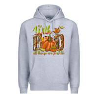 Heather Grey with god all things are possible Premium Hoodie - NancyCooperArtShop