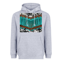 Heather Grey western cowhide leopard turquoise fringed Heavyweight Hoodie - BarkalooDesign