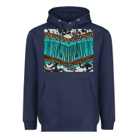Navy western cowhide leopard turquoise fringed Heavyweight Hoodie - BarkalooDesign