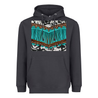Smoke western cowhide leopard turquoise fringed Heavyweight Hoodie - BarkalooDesign