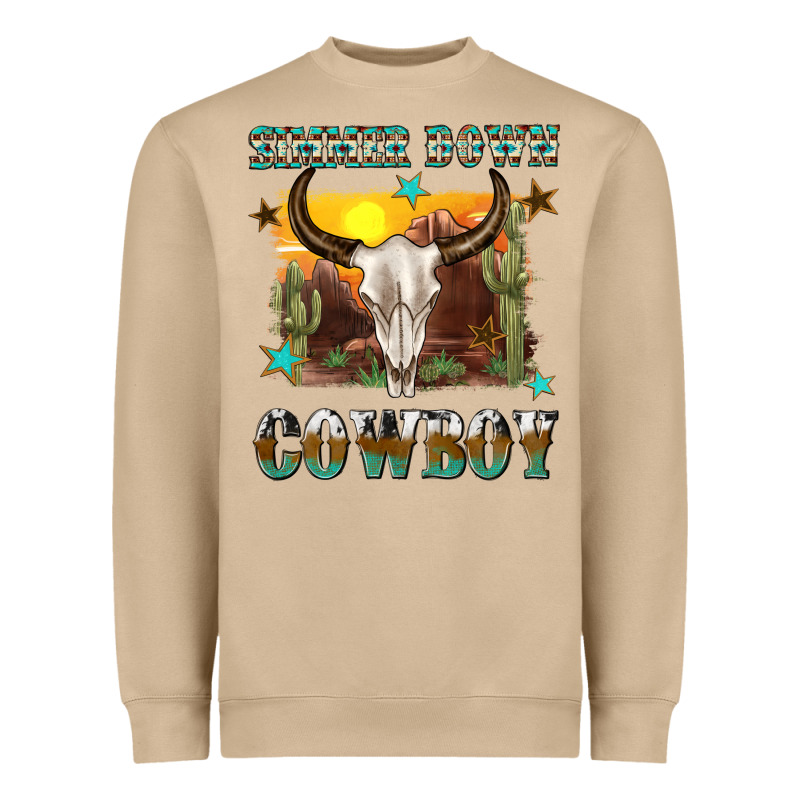 Simmer Down Cowboy Heavyweight Sweatshirt by texasbilliewilder | Teevron