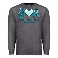 Charcoal Heather Peace Love Cure Ovarian Cancer Premium Sweatshirt - Jasminsmagicworld