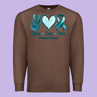 Peace Love Cure Ovarian Cancer Premium Sweatshirt Designed By Jasminsmagicworld