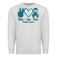 Dove Grey Peace Love Cure Ovarian Cancer Premium Sweatshirt - Jasminsmagicworld