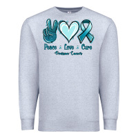 Heather Grey Peace Love Cure Ovarian Cancer Premium Sweatshirt - Jasminsmagicworld