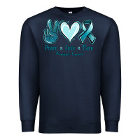 Navy Peace Love Cure Ovarian Cancer Premium Sweatshirt - Jasminsmagicworld