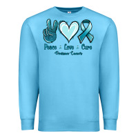 Ocean Blue Peace Love Cure Ovarian Cancer Premium Sweatshirt - Jasminsmagicworld