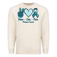 Sandshell Peace Love Cure Ovarian Cancer Premium Sweatshirt - Jasminsmagicworld