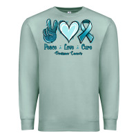 Seafoam Peace Love Cure Ovarian Cancer Premium Sweatshirt - Jasminsmagicworld