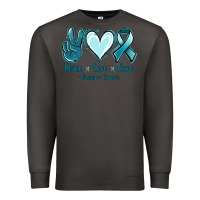 Smoke Peace Love Cure Ovarian Cancer Premium Sweatshirt - Jasminsmagicworld