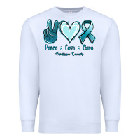 White Peace Love Cure Ovarian Cancer Premium Sweatshirt - Jasminsmagicworld