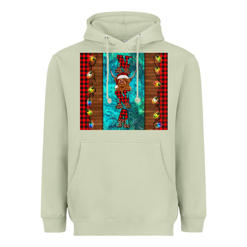 Nana Highland Cow Christmas Heavyweight Hoodie by BarkalooDesign | Teevron