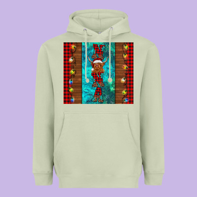 Nana Highland Cow Christmas Heavyweight Hoodie Designed By Barkaloodesign