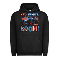 Pigment Black red white and boom 4th of july Urban Hoodie - Artiststas