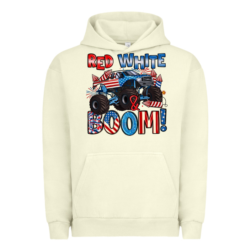 Red White And Boom 4th Of July Urban Hoodie by Artiststas | Teevron
