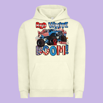 Red White And Boom 4th Of July Urban Hoodie Designed By Artiststas