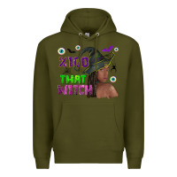 Army Green 100 that witch Premium Hoodie - NancyCooperArtShop