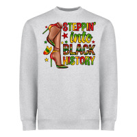 Heather Grey steppin into black history Heavyweight Sweatshirt - Zillion Design Studio