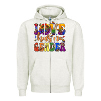 Oatmeal Heather love has no gender Zipper Hoodie - JahusDesignShop