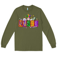 Army Green nurse mardi gras Long Sleeve Tee - RacoonDesign