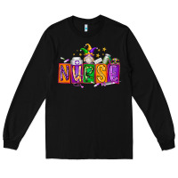 Black nurse mardi gras Long Sleeve Tee - RacoonDesign