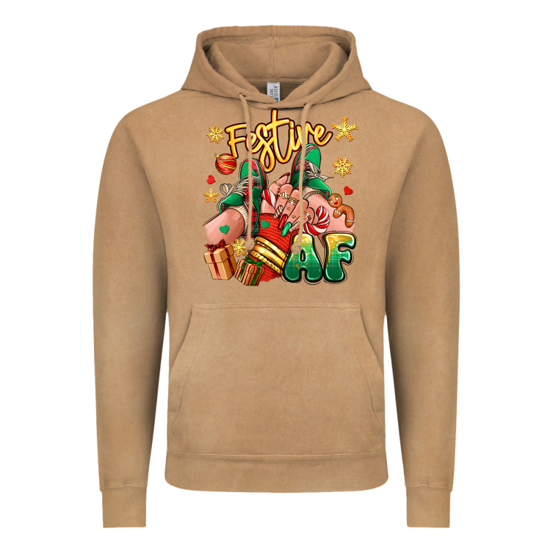 Festive Af Christmas Caucasian Girl Sneakers Vintage Hoodie by RanaPortraitStore | Teevron