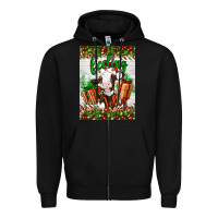 Black Christmas feeling jolly cow Zipper Hoodie - Artiststas