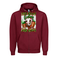 Christmas Feeling Jolly Cow Zipper Hoodie | Teevron