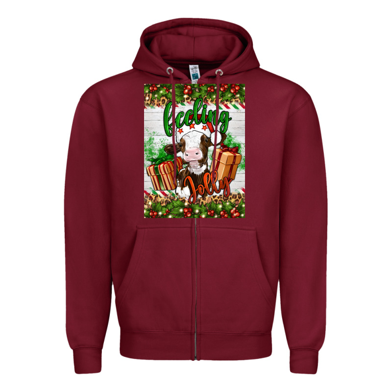 Christmas Feeling Jolly Cow Zipper Hoodie by Artiststas | Teevron