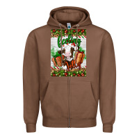 Chestnut Christmas feeling jolly cow Zipper Hoodie - Artiststas