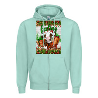 Seafoam Christmas feeling jolly cow Zipper Hoodie - Artiststas