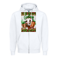 White Christmas feeling jolly cow Zipper Hoodie - Artiststas
