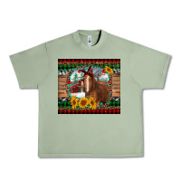 Oil Green christmas farm and horse Urban Heavy Tee - RanaPortraitStore