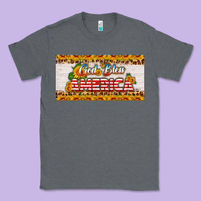 God Bless America Sunflower License Plate Classic Tee Designed By Hra Design Shop