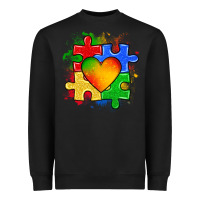 Black autism puzzle pieces heart Heavyweight Sweatshirt - Zillion Design Studio