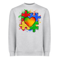Heather Grey autism puzzle pieces heart Heavyweight Sweatshirt - Zillion Design Studio