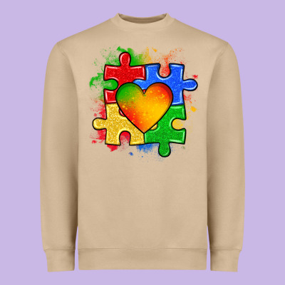 Autism Puzzle Pieces Heart Heavyweight Sweatshirt Designed By Zillion Design Studio