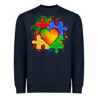 Navy autism puzzle pieces heart Heavyweight Sweatshirt - Zillion Design Studio