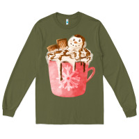 Army Green hotcocoa with snowman  fa element Long Sleeve Tee - FaDigitalArtStudio