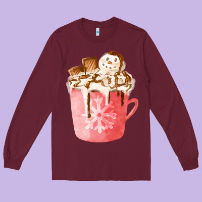 Hotcocoa With Snowman  Fa Element Long Sleeve Tee Designed By Fadigitalartstudio