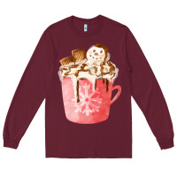 Burgundy hotcocoa with snowman  fa element Long Sleeve Tee - FaDigitalArtStudio