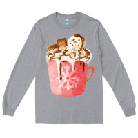Heather Grey hotcocoa with snowman  fa element Long Sleeve Tee - FaDigitalArtStudio